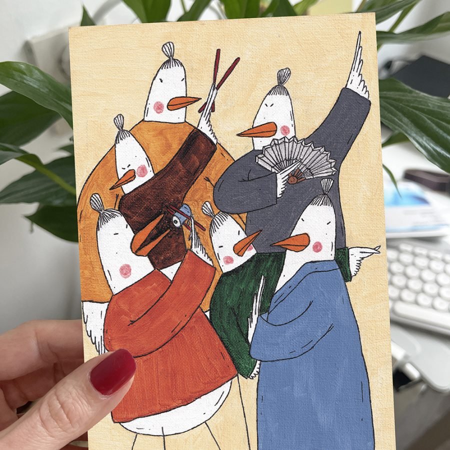 Sushi & Feathers Postcard Print