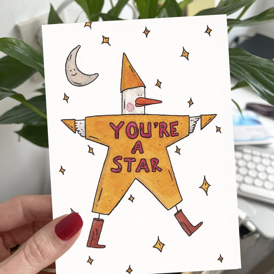 You're a Star Original Hand-Drawn Postcard
