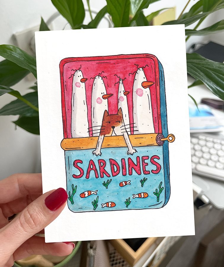 Sardines? No, Geese! Postcard Print