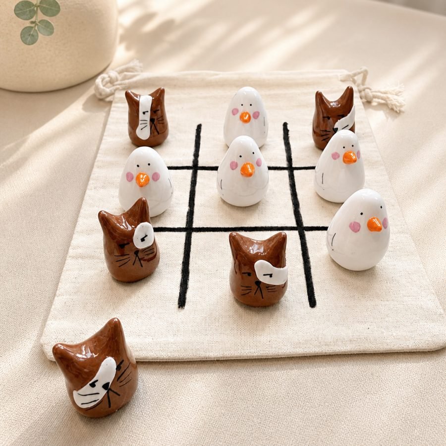 Goose vs Cat Tic Tac Toe Game Set